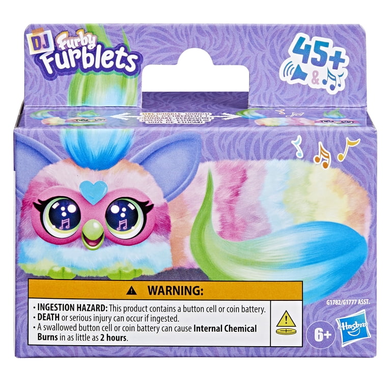 Furby, DJ Furblets Mini Plush Toy, Can-Dee-Swirl, Plays Music, 6