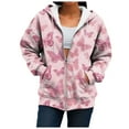 thumbnail image 4 of GEWSEY Women's Zip Up Hoodies Long Sleeve Pocket Drawstring Sweatshirts Fall Casual Outfits Jackets (Light Pink, XL), 4 of 7