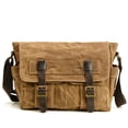 thumbnail image 6 of New Wax Canvas Splicing Men's Real-Leather Bag Vintage Men's Single-Shoulder Bag Fashion Computer Messenger Bag for men (Dark Gray), 6 of 7