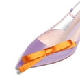 thumbnail image 3 of XYD Women Chic Bowknot Pointed Toe Slingback Pumps Metal Flared Low Heels Buckled Strap Sandals Dressy Shoes Size 7 Light Purple-orange, 3 of 4