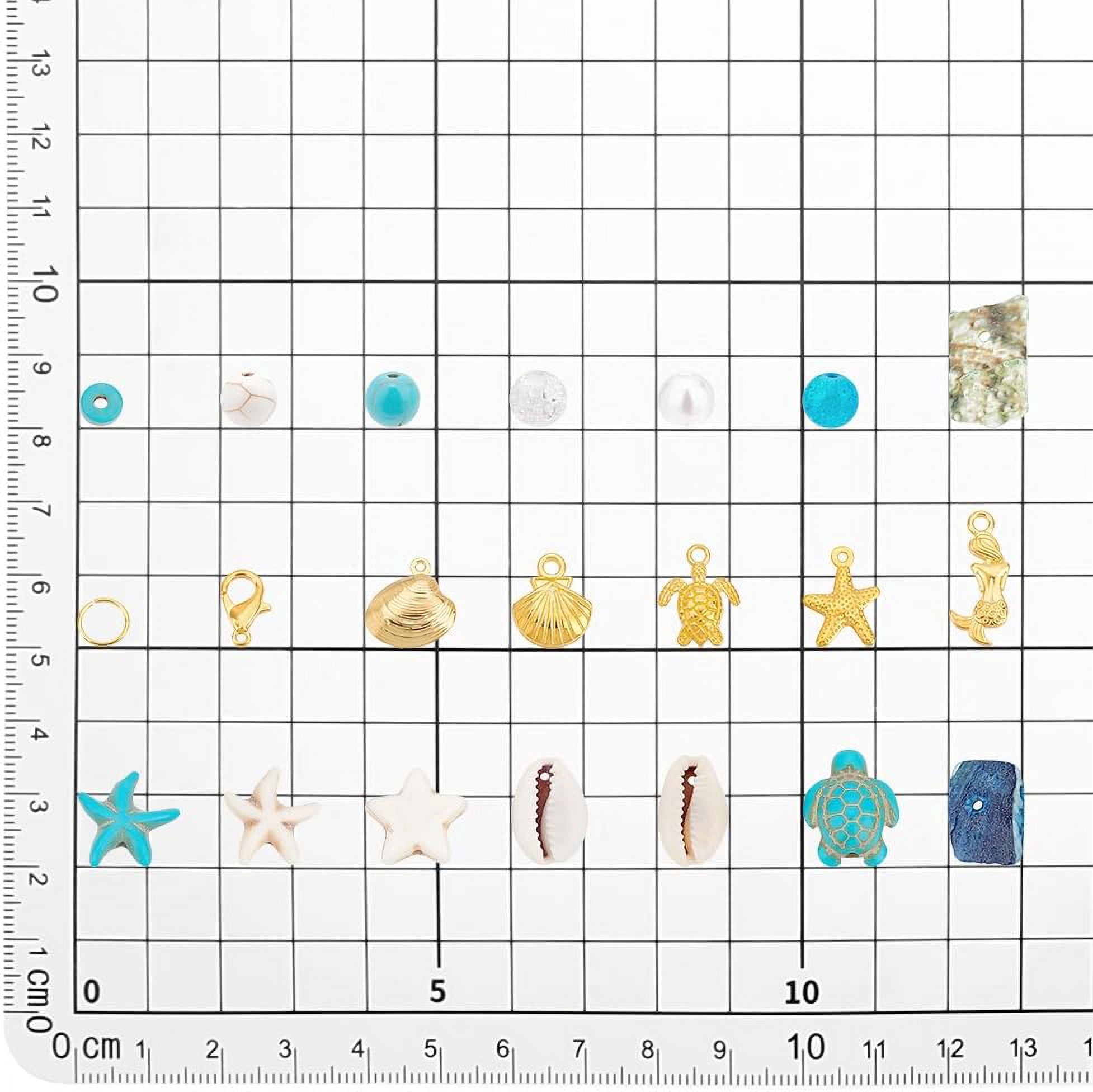 207pcs Starfish Shell Beads Ocean Jewelry Making 20g Seashells Synthetic Turquoise Beads Turtle Mermaid Charms Cowrie Shell Beads for Summer Beach Necklace Bracelet Anklet Jewelry Making