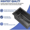 thumbnail image 5 of Black Undermount Bar Sink, 10 x 18 inch Undermount Bar Sink, Small Bar Sink for RV, 18 Gauge Stainless Steel Black Bar Sink with Strain, 5 of 6
