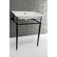 thumbnail image 2 of Kingston Brass KVPB25227W4MB Edwardian 25" Ceramic Console Sink with Brass Legs (4-Inch, 3-Hole), White/Matte Black, 2 of 8
