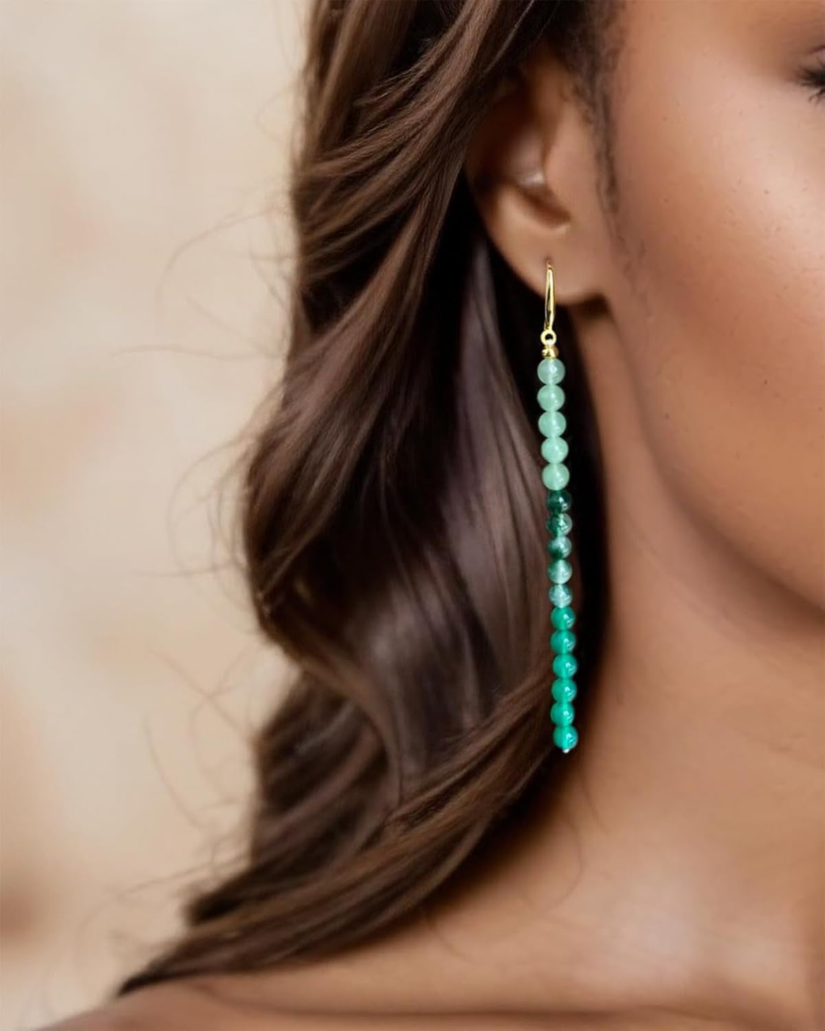 Gradient Agate Long Beaded Earrings Unique Crystals Dangle Earrings for Women Contemporary Boho Jewelry Gifts[z229]