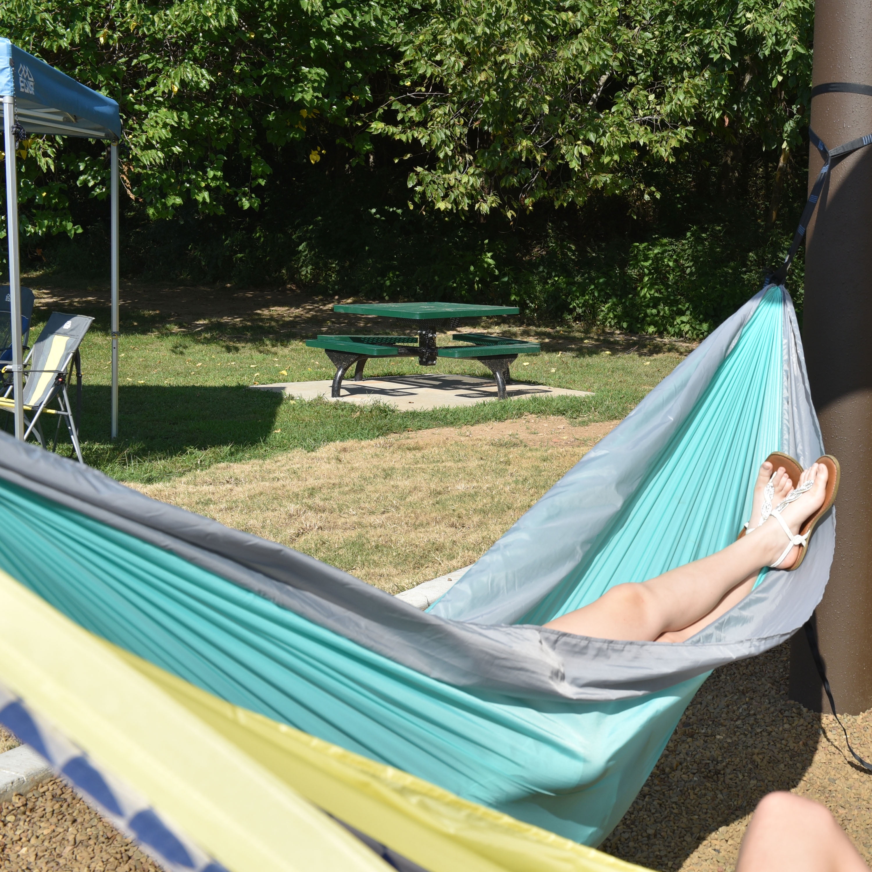 Equip 1 Person Gray and Mint Lightweight Portable Nylon Camping Travel Hammock