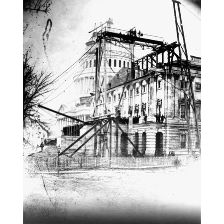 US Capitol Construction Nconstruction Of The Senate Wing (West Front) Of The United States Capitol At Washington DC Photographed C1862 Rolled Canvas Art -  (24 x
