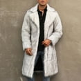 thumbnail image 4 of Alkepwun Mens Warm Faux Furry Long Coat Jacket Winter Solid V-neck Outerwear, 4 of 9