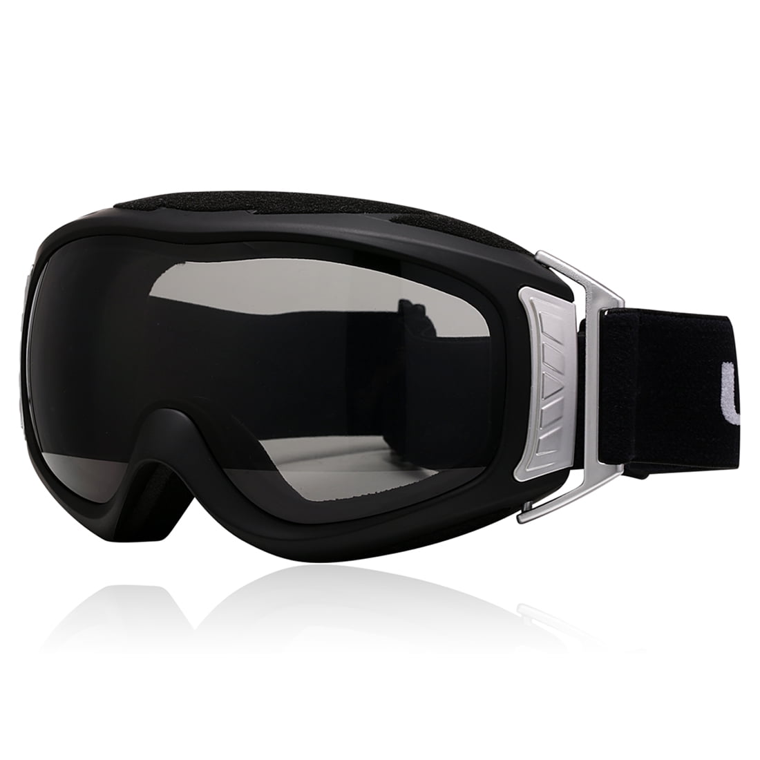 Unique Bargains Uxcell UV400 Protect Anti-fog Winter BK Ski Glasses Snowboard Goggles Black w Bag Unisex by