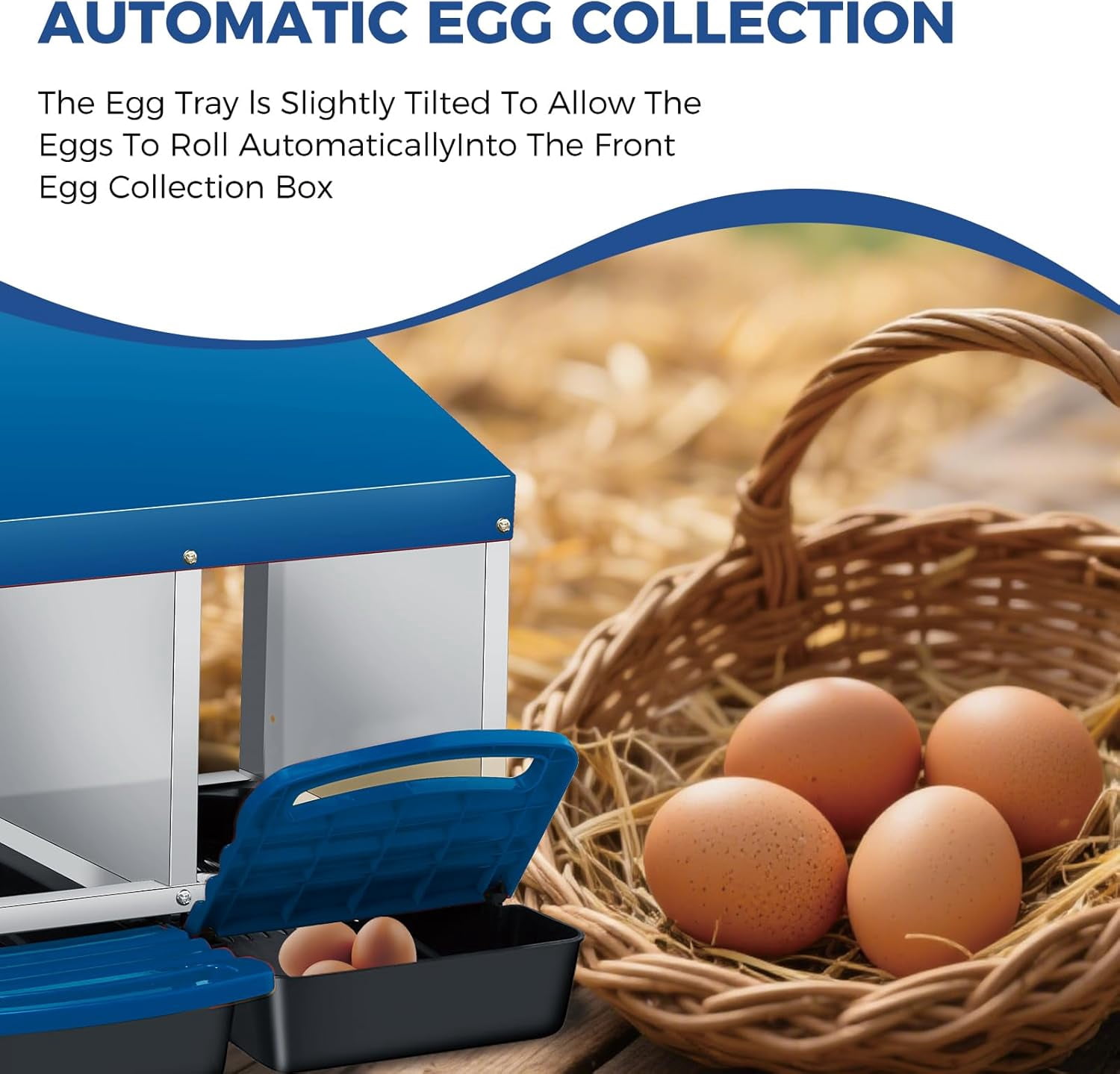 Sunvasagoo Zinc Alloy Chicken Nesting Box, 3/4 Hole Roll Away Egg Laying Box w/ Removable Tray, Wall Mount or Freestanding