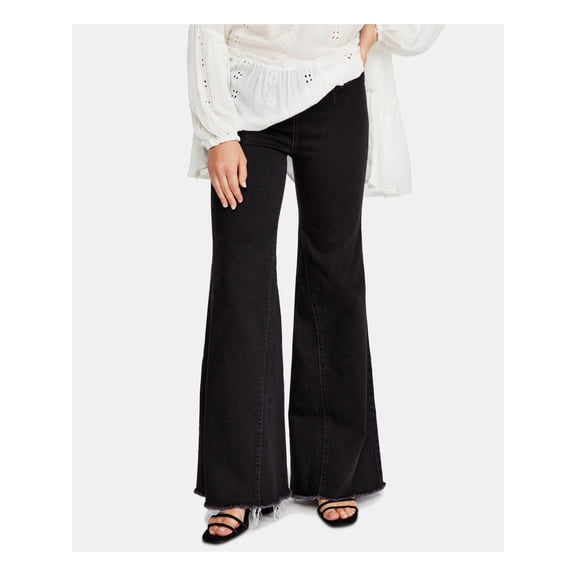 FREE PEOPLE Womens Black Flare Pants Size: 26