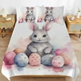 thumbnail image 6 of 3 Pcs Soft Bedding Set, Includes 1 Duvet Cover with Zipper And 2 Pillow Shams,Cute Rabbit Egg King(102"×90"), 6 of 8