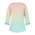 thumbnail image 5 of Weiqiqre Summer Fashion Tops for Women Graphic Gradient Printed Lace V-Neck 3/4 Sleevet Casual T-shirt Blouse, 5 of 5