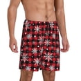 thumbnail image 2 of Gaeub Buffalo Plaid Snowflakes Print Men's Short Pajama Pants, Sleep Shorts, Household Pants, Casual Pants with Pockets-3X-Large, 2 of 6
