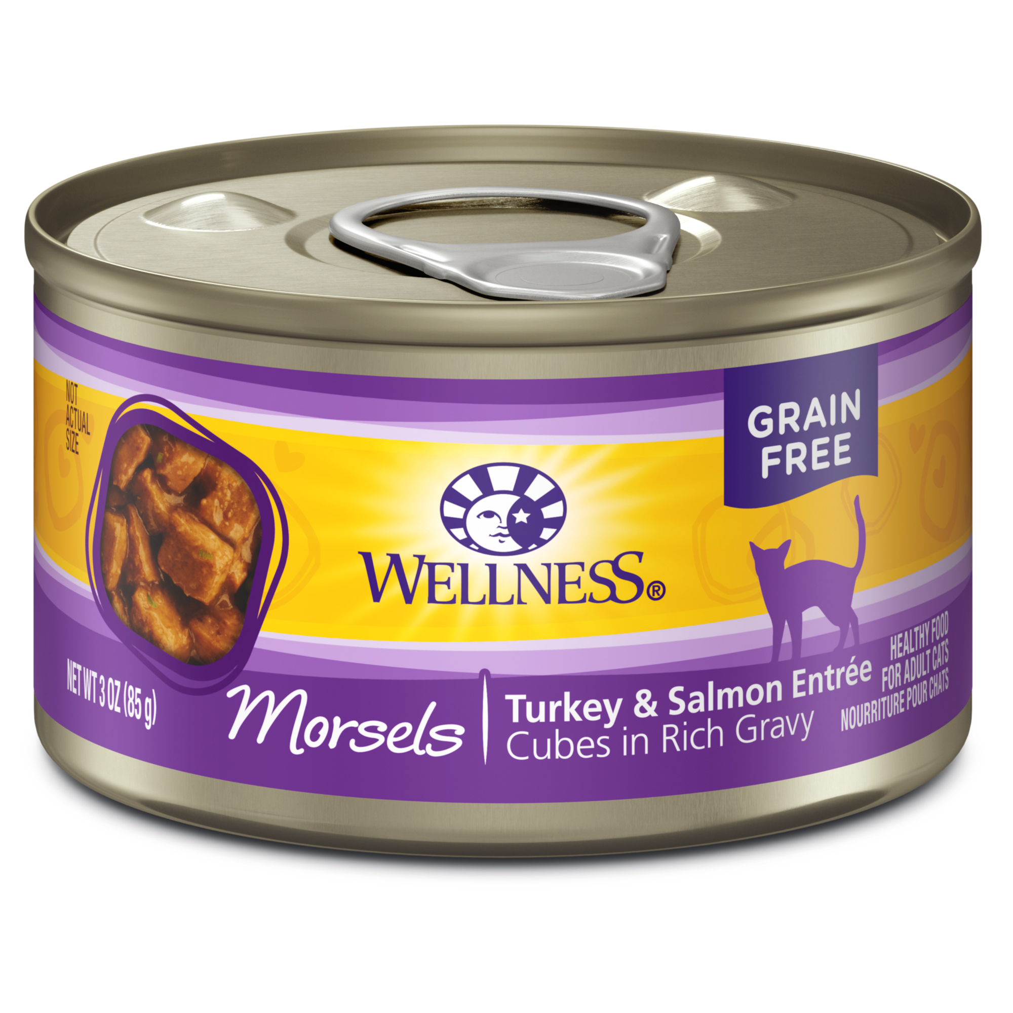 Wellness Complete Health Natural Grain Free Wet Canned Cat Food, Cubed Turkey & Salmon Entree, 3-Ounce Can (Pack of 24) - image 1 of 8