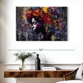 thumbnail image 3 of Elephant Stock Afro Abstract Wall Art - Horizontal Canvas Wall Art - Living Room Wall Decor - People Canvas - Black And Teal Decor - 39" x 26", 3 of 8
