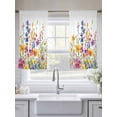 thumbnail image 6 of Spring Floral Semi Sheer Window Curtains 54 Inches Long, Summer Watercolor Botanical Colorful Rod Pocket Voile Silky Chiffon Curtain Light Filtering Drapes for Living Room, Kitchen, 52"x54", 2 Panels, 6 of 9