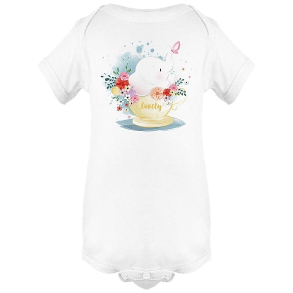 Cute Elephant Inside Tea Cup Bodysuit Infant -Image by Shutterstock, 24 Months