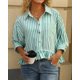 thumbnail image 5 of Blusa de verano CHYRII para mujer, con volantes y botones, a rayas, color verde L, 5 of 6