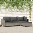 thumbnail image 1 of vidaXL 4 Piece Garden Lounge Set with Cushions Grey Poly Rattan, 1 of 5