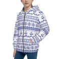 thumbnail image 2 of Pofeuu Abstract Gondola Snowflake Print Teenage Zipper Hoodie Sweatshirts Hooded Casual Jackets With Pocket For Boys Girls-Small, 2 of 6