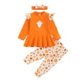 thumbnail image 1 of ITFABS Kids Halloween Tracksuit, Frilly Blouse + Pumpkin Pants + Headband, 1 of 8