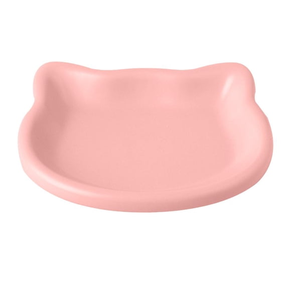 Crazyview Cat Bowl, Shallow Whisker-Friendly Pet Dish with Cute Cat Head Design, Easy-Clean PP Plastic for Dry Wet Food, 15x12cm