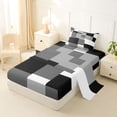 thumbnail image 2 of Homewish Minimalist Grid Twin Sheets,Mid Century Art Bedding,Black Gray,3-Piece,1 Fitted Sheet and 1 Pillowcase, 2 of 6
