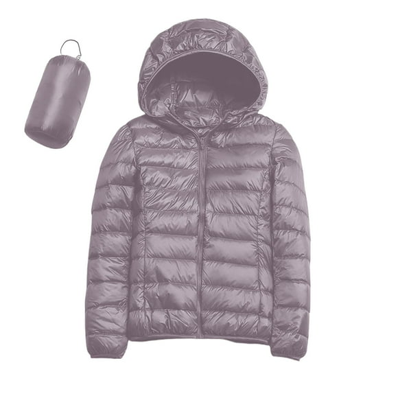 HBFAGFB Winter Coats for Women Lightweight Hooded Windproof Slim Fit Warm Down Jackets Light Purple Size XL