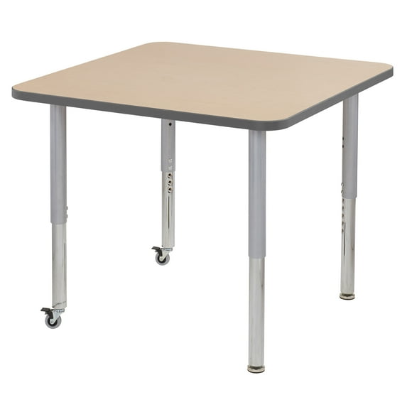 ECR4Kids 36in x 36in Square Contour Thermo-Fused Adjustable Activity Table Maple/Grey/Silver - Super Leg