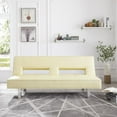 Modern Convertible Futon Sofa Bed with Chrome Metal Legs, European Style Reclining Futon Sofa