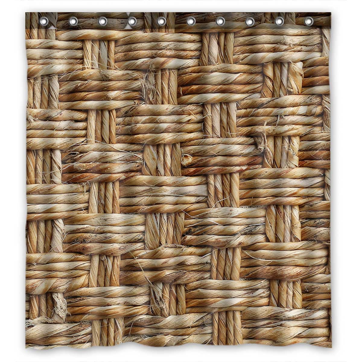 PKQWTM Woven Rattan With Natural Patterns WaterProof Polyester Fabric