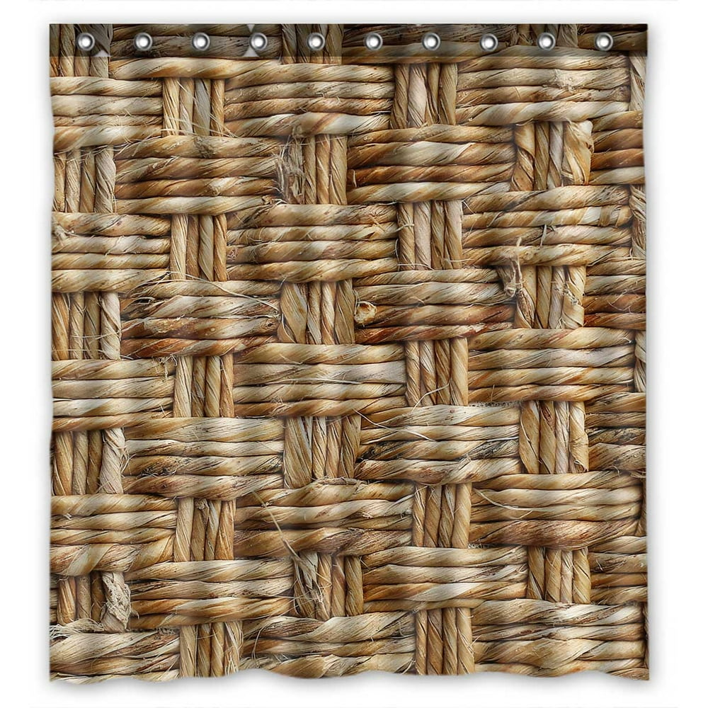 PKQWTM Woven Rattan With Natural Patterns WaterProof Polyester Fabric