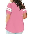thumbnail image 4 of Goodtrade8 Pink Summer Tops for Women 2025 Short Sleeve Color Block Plus Size V-Neck Casual Womens Shirts Plus Size, 4 of 6