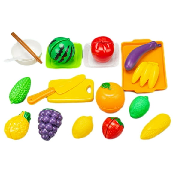 KOYPTL Play Food for Toddlers 2 3 4 5  Year Old Girls Boys, Farmers Market Basket and Chopping Board, Toy Food for Kids Kitchen and Pretend Play for 3  Years (21 Pieces)