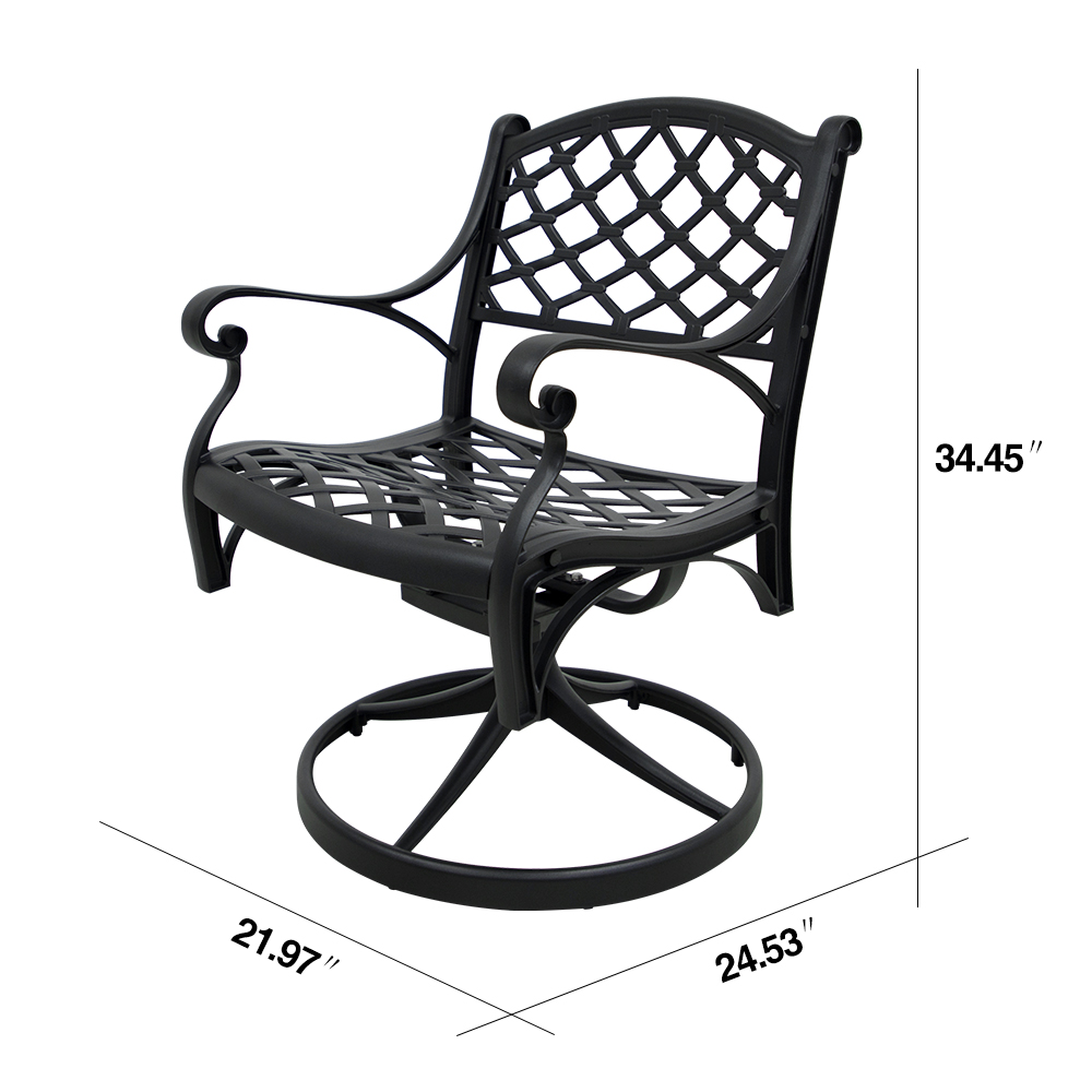 Outdoor Patio Swivel Dining Chair,Swivel Rocker Chairs with High Back Cast Aluminum Frame, Weather Resistant Metal Furniture for Lawn Backyard, Outdoor Dining Rocker Chair for Garden Backyard, Black - image 3 of 7