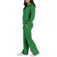 thumbnail image 3 of Sweatsuits Women 2 Piece Outfit Half Zip Pullover and Sweatpants Matching Lounge Sets Travel Comfiest Airport Outfits Dark Green S, 3 of 5
