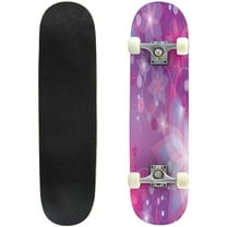 Bright floral abstract Purple flowers lilies decorated circles and Outdoor Skateboard Longboards 31"x8" Pro Complete Skate Board Cruiser