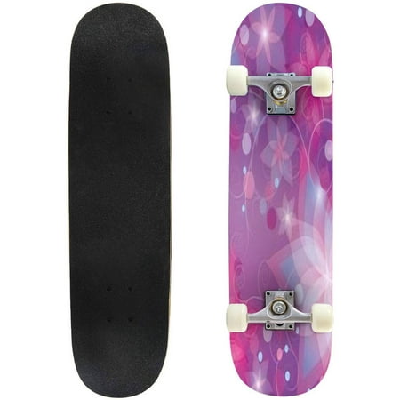 Bright floral abstract Purple flowers lilies decorated circles and Outdoor Skateboard Longboards 31 x8  Pro Complete Skate Board Cruiser price history on PriceWatchPro