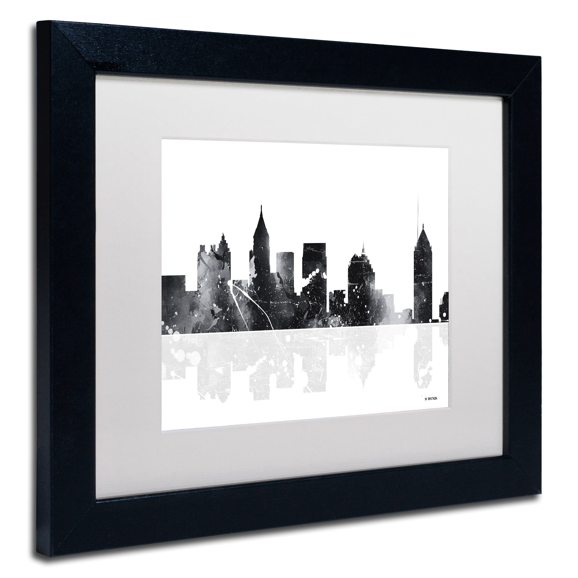Trademark Fine Art "Atlanta Georgia Skyline BG-1" Canvas Art by Marlene Watson, White Matte, Black Frame