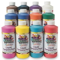 S&S Worldwide Color Splash! Liquid Tempera Bulk Paint, Set of 12 in 11 Bright Colors, 16-oz Easy-Pour Squeeze Bottles, For Arts & Crafts, School, Classroom, Poster Paint, For Kids & Adults, Non-Toxic