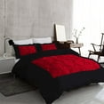 thumbnail image 2 of DNG Creations 1 Piece Two Tone Pinch Pleated Duvet Cover With Zipper Closure & Corner Ties 100% Egyptian Cotton ( Solid Black/ Red - Full/Queen ), 2 of 3