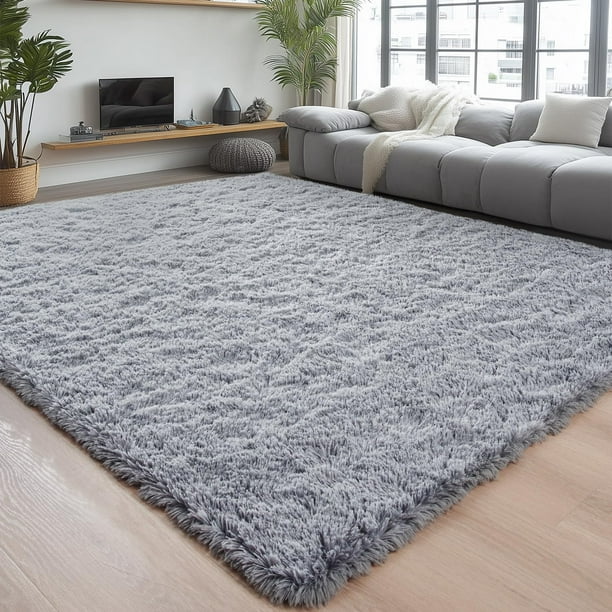 Alfombra Chicrug 91x152 cm Gris de Peluche Antideslizante 3x5 ft