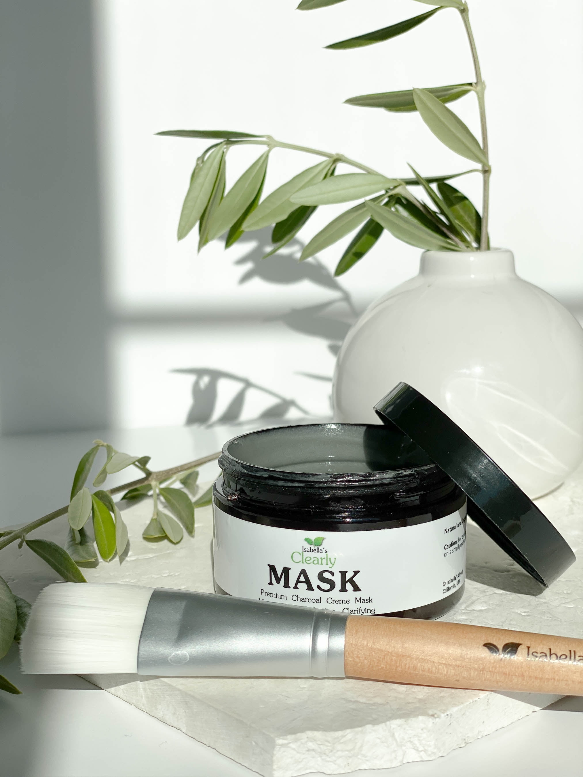 Organic Face MASK, Deep Pore Cleansing Clarifying Charcoal + Anti Aging Hyaluronic Acid | Natural Skin Care for Wrinkles, Blackheads, Large Pores, Acne | Includes Applicator