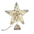 thumbnail image 2 of Christmas Star Tree Topper Lighted Hollowed 3D Pentagram Golden Coated Star Treetop Plug In For Christmas Decorations Clear Light Christmas Tree Light, 2 of 6