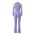 thumbnail image 3 of Womens Snow Suit Warm Winter Waterproof Insulated Snowsuit One Piece Ski Jumpsuit Front Zip Pockets Fashion Overall Purple S, 3 of 8
