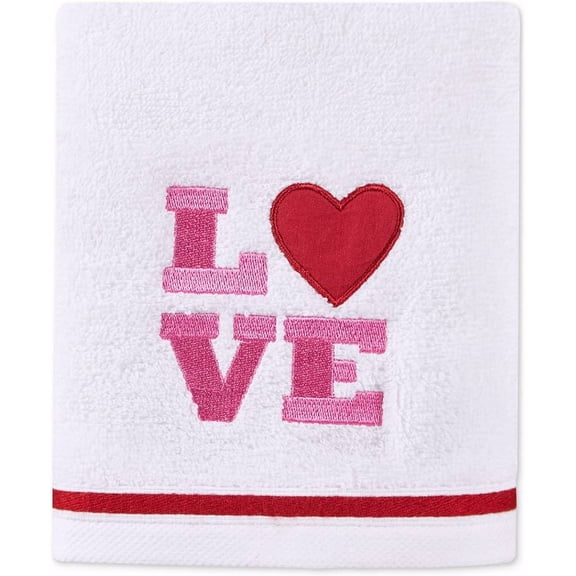 Martha Stewart Collection Hearts Embroidered Hand Towel, White Comb Hand Towels “16×28”