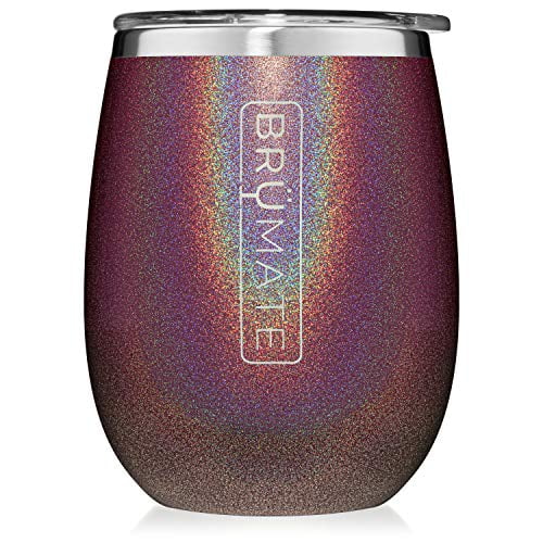 Glitter Charcoal BruMate Uncorkd Insulated Stainless Steel Wine Glass 14oz 