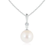 ANGARA Classic Freshwater Cultured Pearl Drop Pendant with Diamond in 925 Sterling Silver for Women | June Birthstone, Birthday, Anniversary, Jewelry Gift for Women | Pearl Necklace