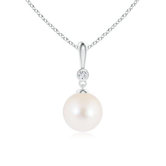 ANGARA Classic Freshwater Cultured Pearl Drop Pendant with Diamond in 925 Sterling Silver for Women | June Birthstone, Birthday, Anniversary, Jewelry Gift for Women | Pearl Necklace