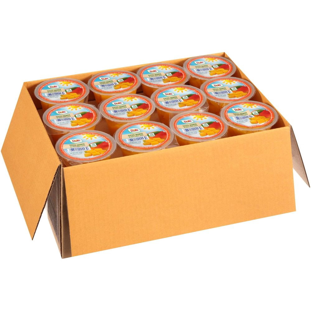 Dole Fruit Bowls Diced Mango in 100% Juice Snacks, 4oz 36 Total Cups, Gluten & Dairy Free, Bulk Lunch Snacks for Kids & Adults